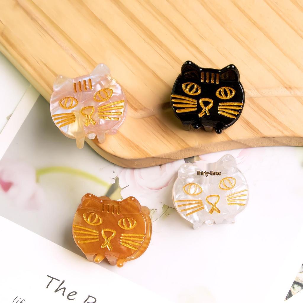 Bamboo Yao Jewelry: Cute Kitten Acetate Hair Clip - Cartoon Cat Acrylic Accessory