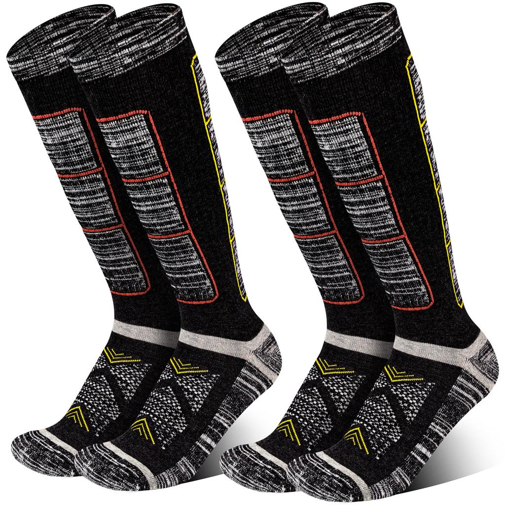 HASOME Snowboarding and Skiing Set of Winter Sports Socks L Yellow Set of Men's Socks, 2, Thick, Cold-Weather, Antibacterial, Odor-Resistant,