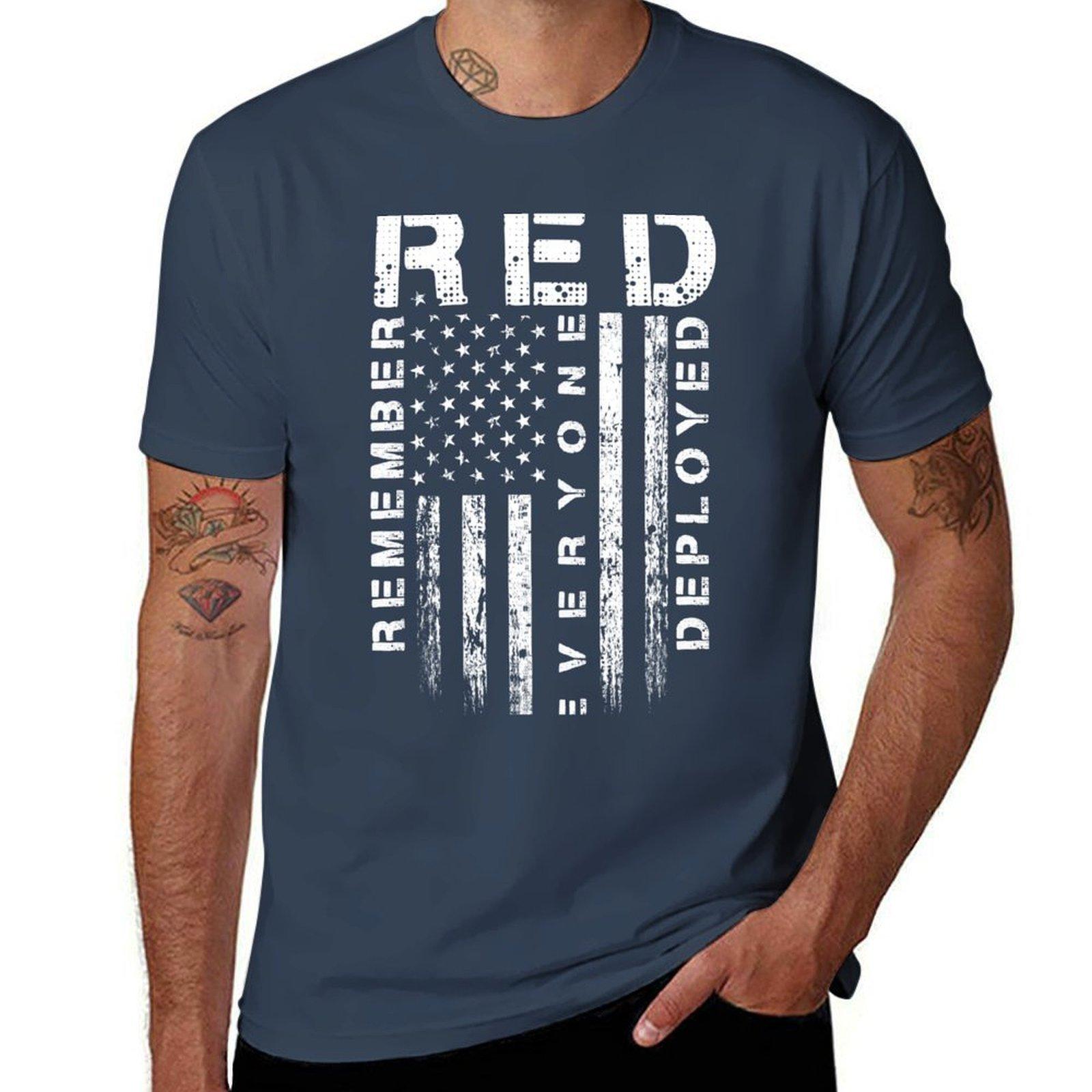 Red Friday Remember Everyone Deployed Tshirt Big Size Loose Fit Tee Shirt S