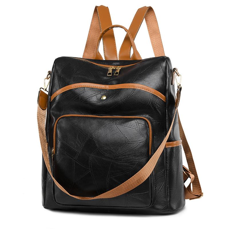 PU Backpack Women's Bag New Simple and Fashionable Large-capacity Women's Backpack Versatile Single Shoulder Messenger Bag