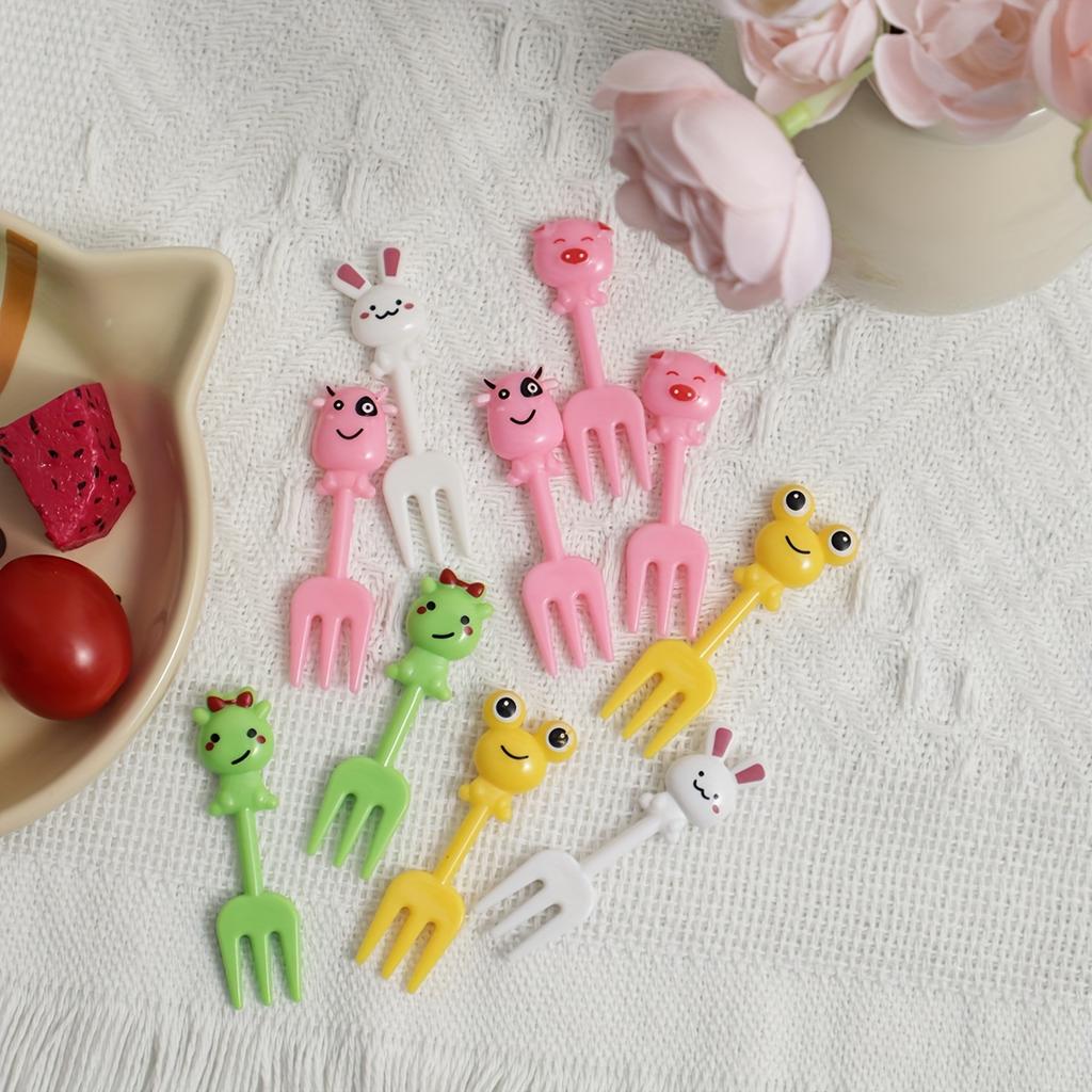 10pcs-Reusable cute animal fruit fork - perfect for snacks, cakes, and fruits - perfect for outdoor and home use