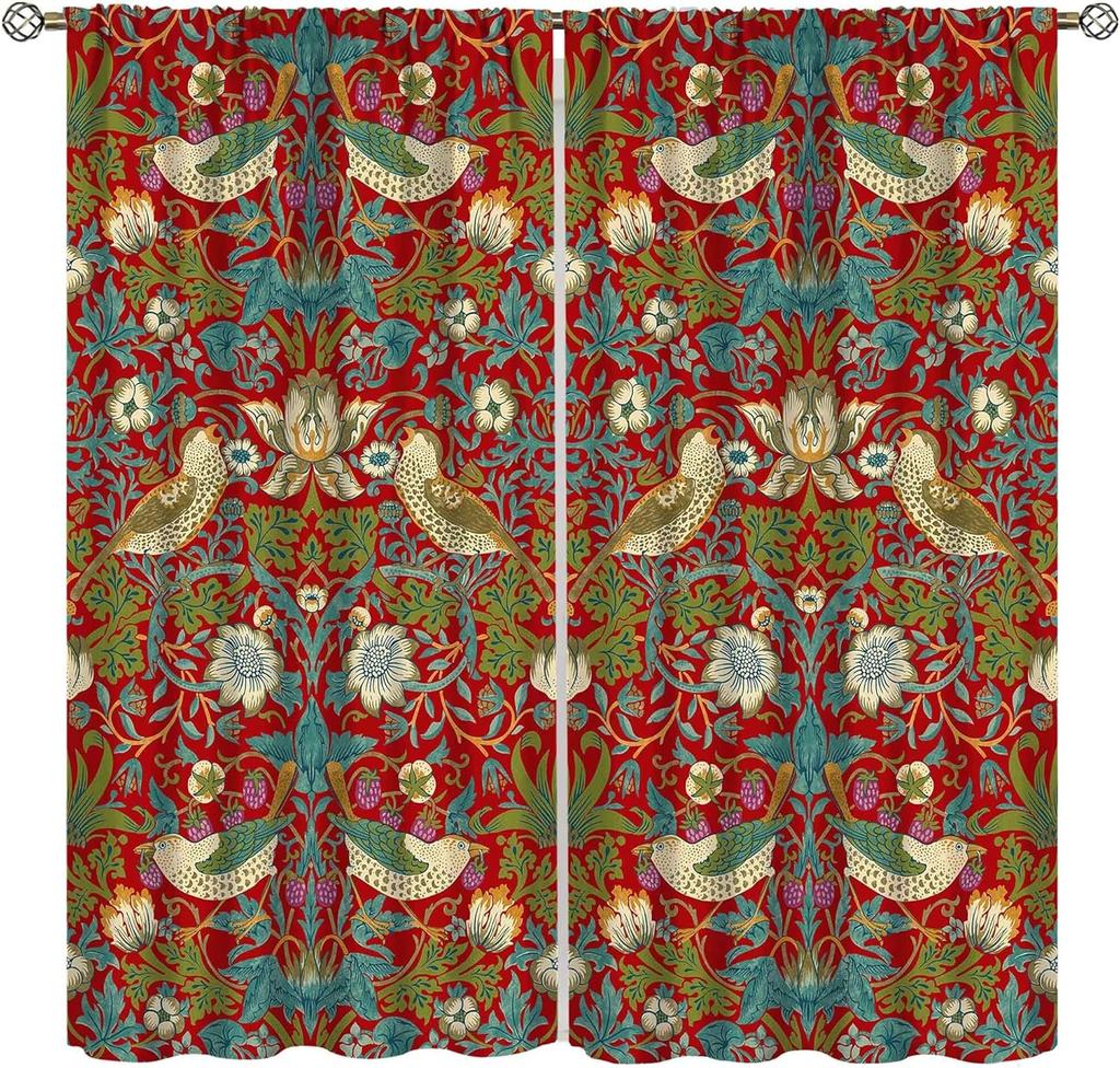 Tende Floreali Vintage Ycness William Morris Stile Pittorico Floreale Finestre della Stanza Tende per Camera da Letto Soggiorno Tenda Poliestere Perfette Per