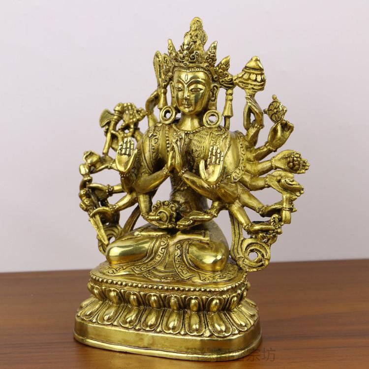 Copper Eighteen-handed Bodhisattva Buddha Statue Decoration Tibetan Tantric Nepalese Buddha Statue