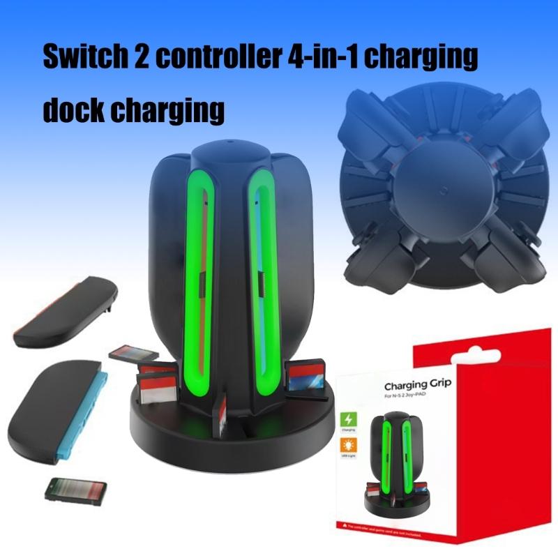 4 Port Charging Dock For Game Controller USB C Power Delivery Cable Charging Docking Station Stand with LED Light