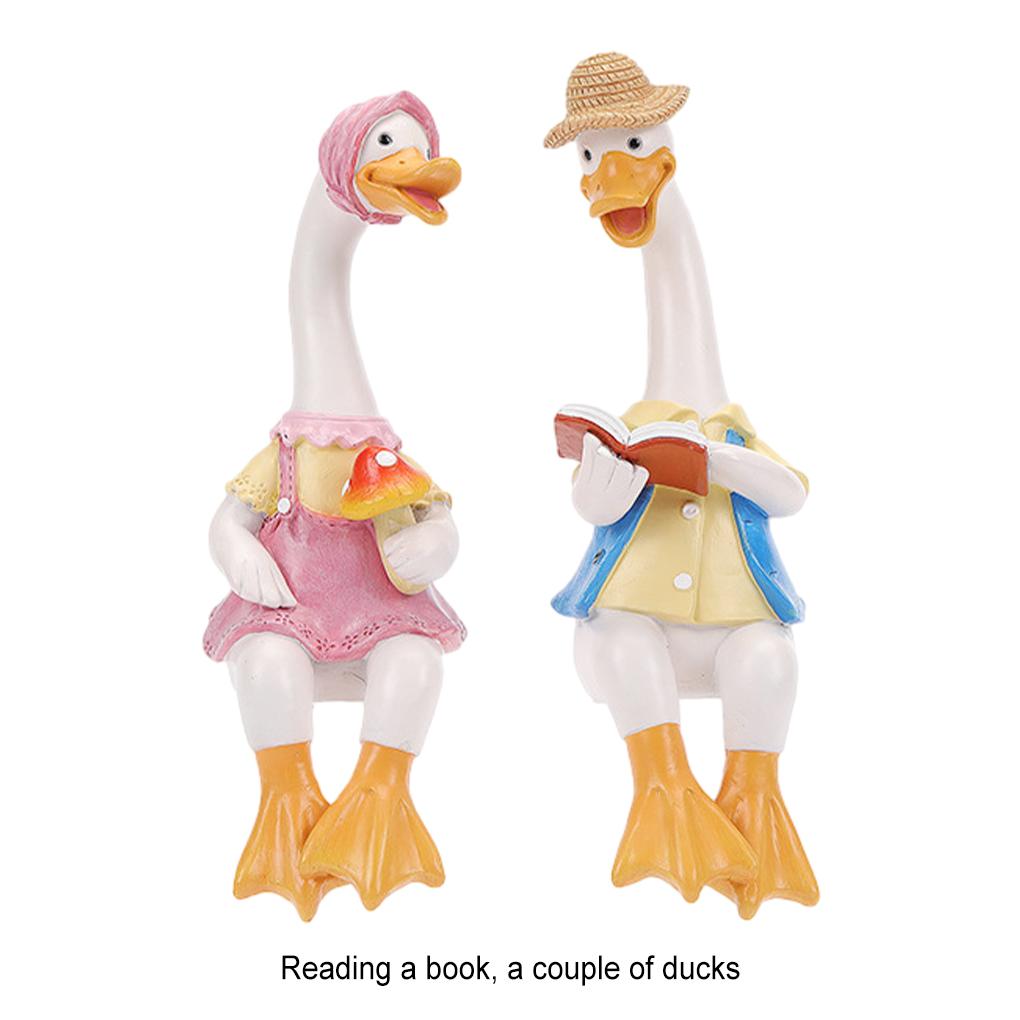 Sitting Couple Duck Garden Statues Gift Choice Add Charm To Home Outdoor Duck Garden Ornaments