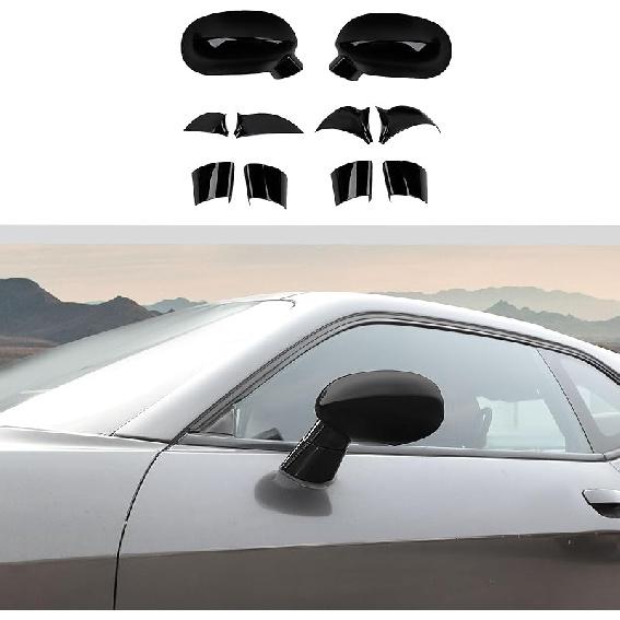 Voodonala for Challenger ABS Carbon Fiber Rearview Mirror Cover Side Mirror Trim Shell Cover Decoration Trim for 2009-2025+Dodge Challenger Exterior