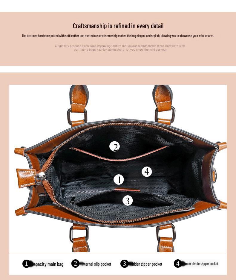 Borsa a tracolla da donna in vera pelle di grande capacità - Borsa versatile per il tempo libero e il lavoro