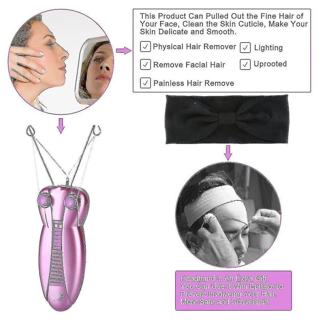 Ladies Facial Hair Remover Electric Women's Beauty Epilator Facial Threading Hair Removal Shaver Face Massager Pull Faces Delicate Device Depilation (