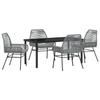 VidaXL Ensemble de Salle à Manger de Jardin de 5 Pièces avec Coussins Gris Poly Rattan 3380886