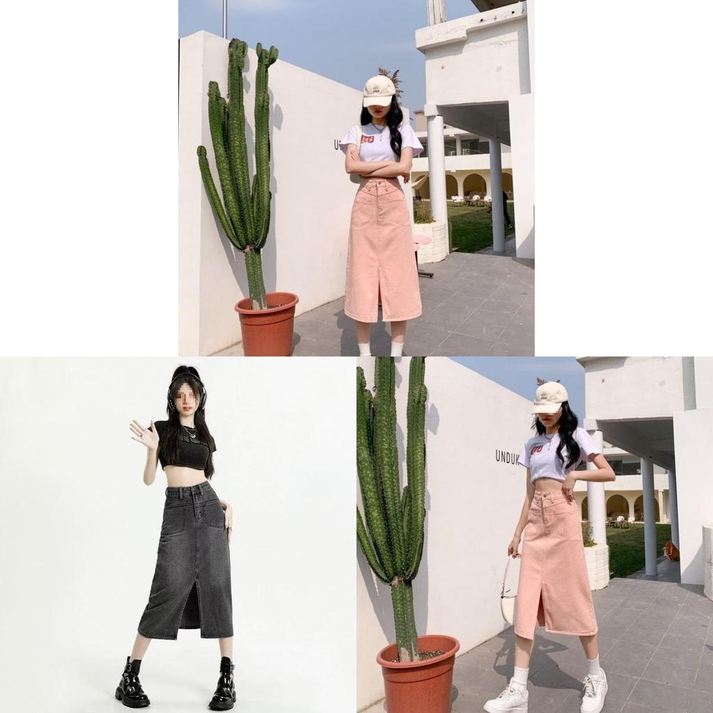 Cotton Blend Pink Midlength Skirt With Zipper And Button For Spring Summer Casual Wear