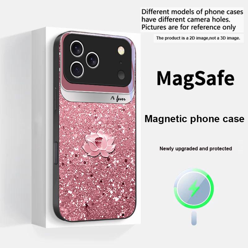 

Pink gradient lotus For iPhone 17 Pro Max 16 E 15 14 13 Plus 12 mini 11 17 Air XR Xs Max 7 Plus Magsafe Glass Phone Case iPhone 15 Pro Max