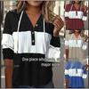 2025 Autumn/Winter European & American Women's Long-Sleeve Hooded Spliced Top