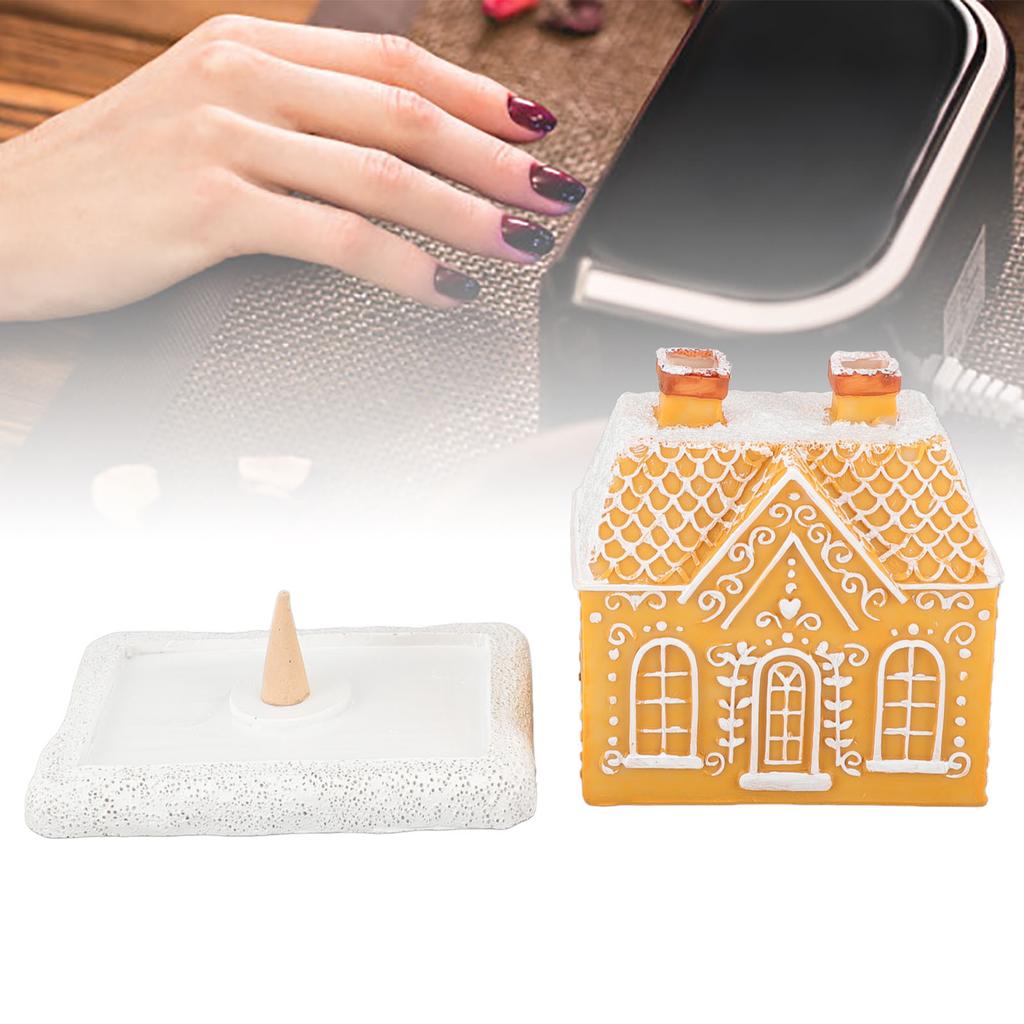House Incense Cone Burner Log Cabin Incense Cone Burner Snowy Winter Incense Cone Burner for Nail Salon Living Room Decoration