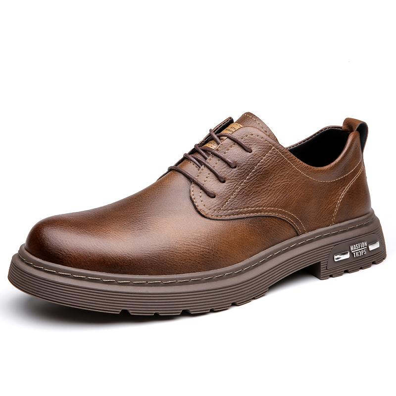British Retro Leather Casual Shoes Handmade Men's Shoes Business Breathable Soft Sole Comfortable Classic Lace-up Men's Shoes