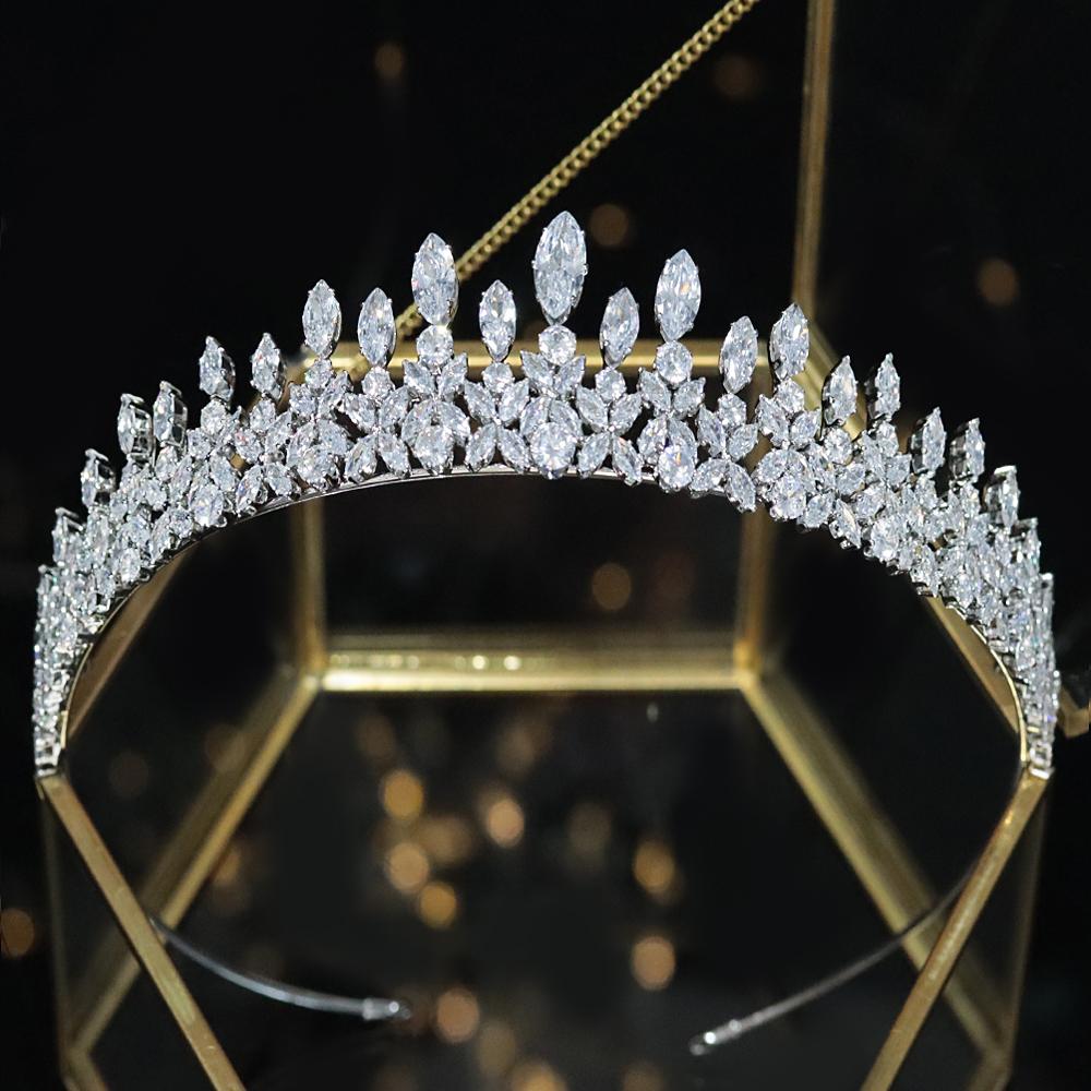 Hochzeit Braut Tiaras Prinzessinnen Kronen Trendige Zirkonia Sweet 16 Cz Festzug Kopfschmuck Zirkon Party Abschlussball Haaraccessoires