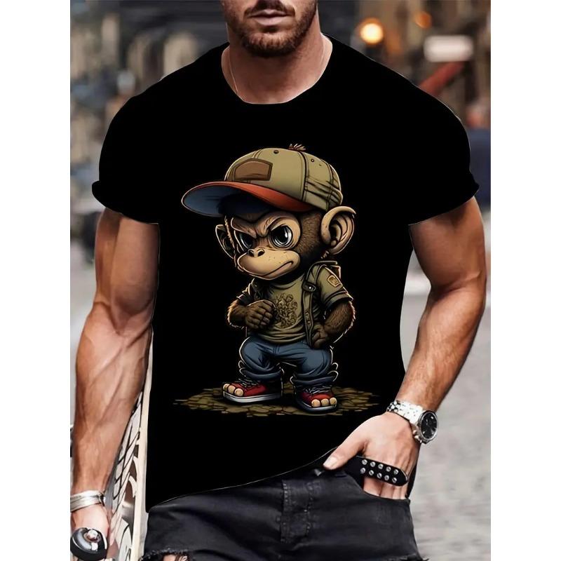 3D Cartoon Style Monkey Pattern Print T-shirt For Men/Women Hip Pop Trend Short Sleeve T shirt Top Summer Street Personality Tee