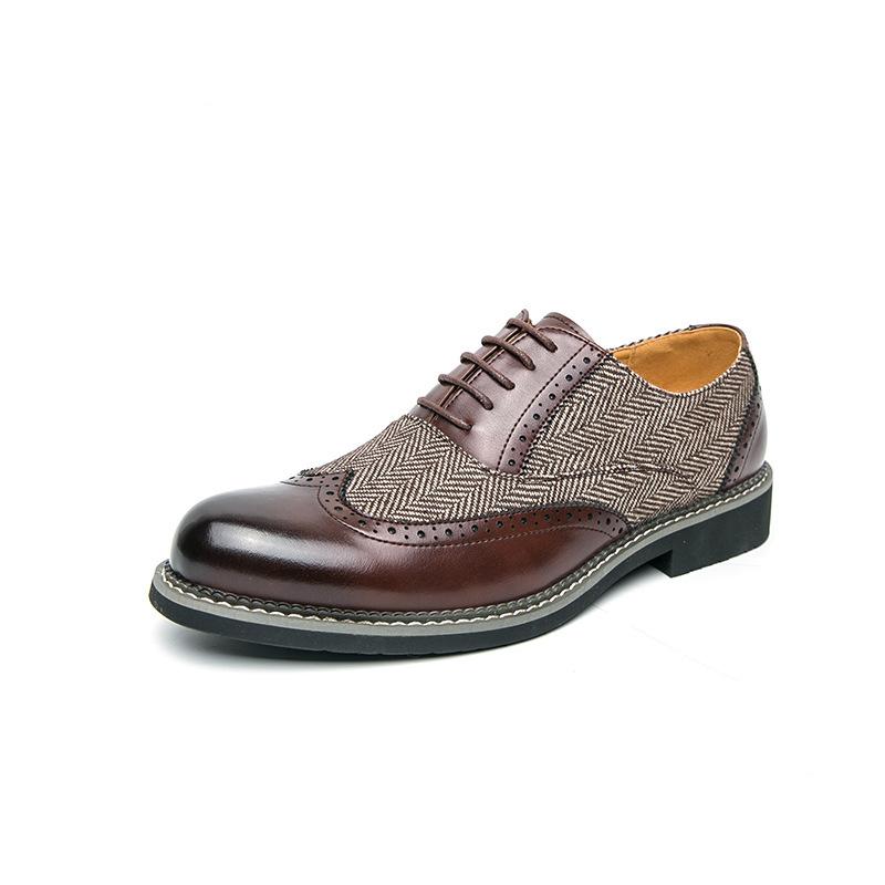 Large Size Pointed European Station Leather Shoes Fashion Brock Versatile Men's Casual Dress Leather Shoes