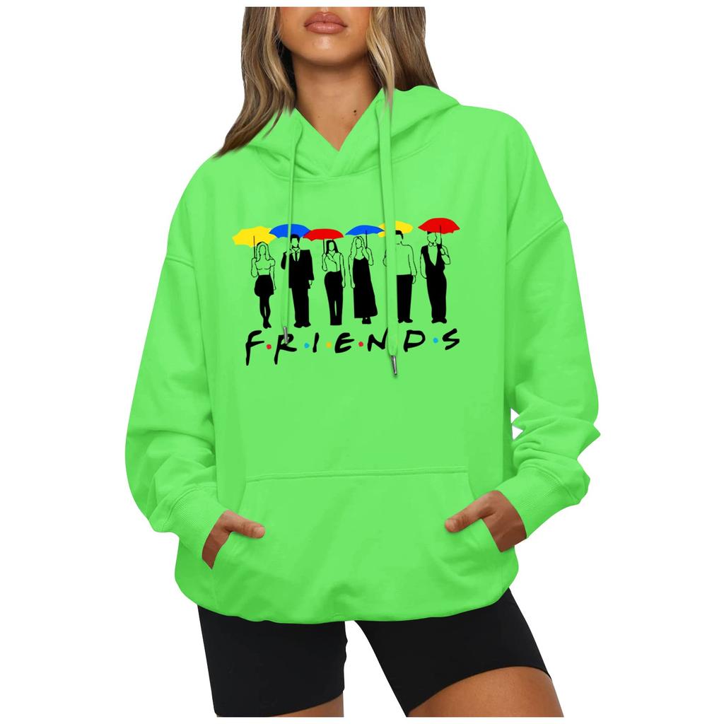 Moda Casual Manga Comprida Carta Impressão Solta Pulôver Com Corda Hoodie