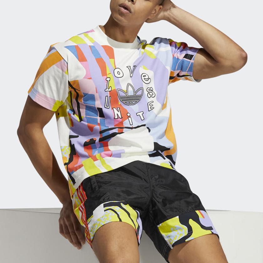 Adidas Originals Love Unites Aop Rundhals Sport Kurzarm T-Shirt Herren Tops Multicolor H43968