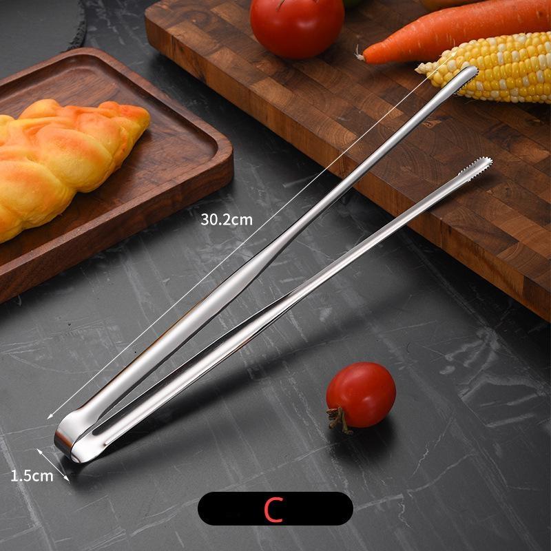 1Pc New Stainless Steel Grill Tongs Cooking Utensils for BBQ Baking Silver Kitchen Accessories Camping Supplies