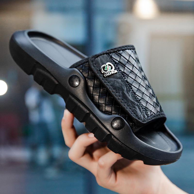 

New sandals summer outdoor Velcro lightweight large size beach shoes slippers casual shoes one 39 чёрный
