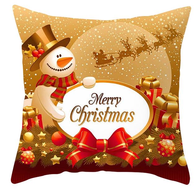 New Christmas Golden Snowflake Peach Leather Velvet Pillowcase Home Sofa Pillow Cushion Cover
