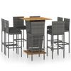 VidaXL 9-piece Garden Bar Set with Cushions Wicker Resin Grey