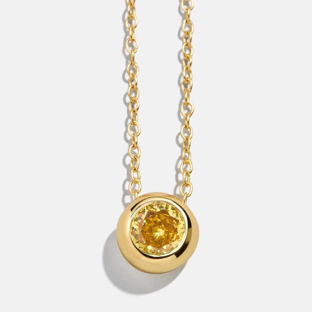 Women's Classic Zodiac Birthstone Pendant Necklace, Twelve Zircon Stones, Copper Round Design