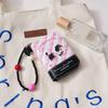 Portable Embroidery Dachshund Dog Wallet Phone Pendant PU Leather Sausage Dog Organ Card Bag Beaded Chain Cute
