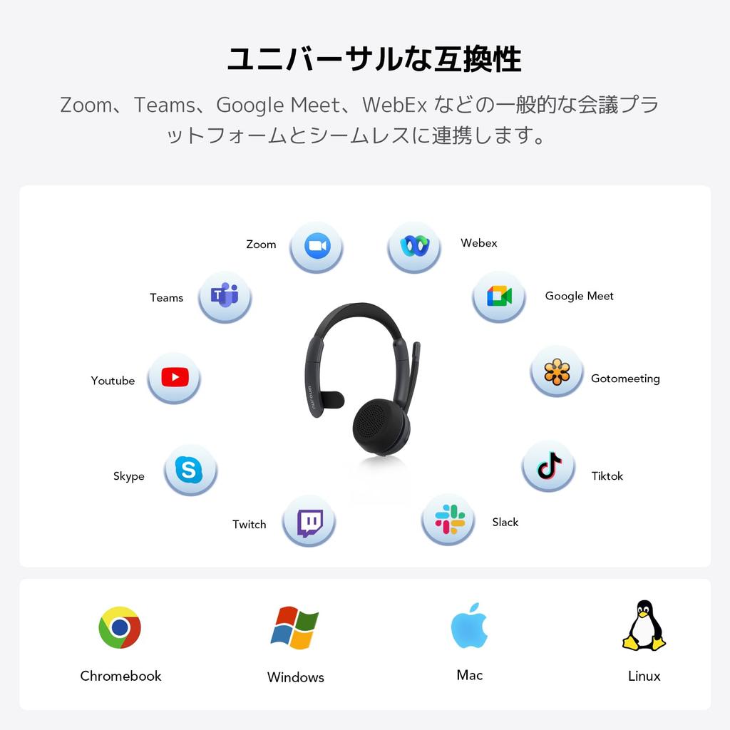 Nuroum HP31S Wireless Single with Web 45 Hours of Continuous Mute Volume Clear Compatible with and USB Black Headset, Ear, Bluetooth, Stand,