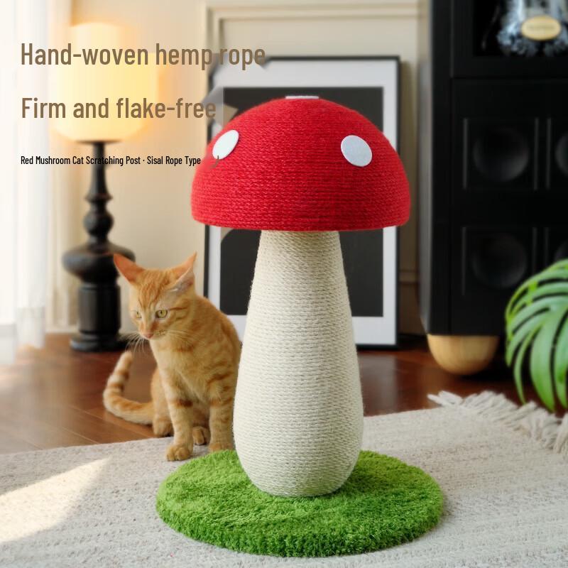 Red Mushroom Sisal Cat Scratch Post