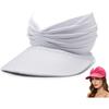 Women's UPF 50+ UV Protection Sun Visor Hat Wide Brim Foldable Beach Cap for Ponytail Golf Running Travel Summer Outdoor Hats (white)