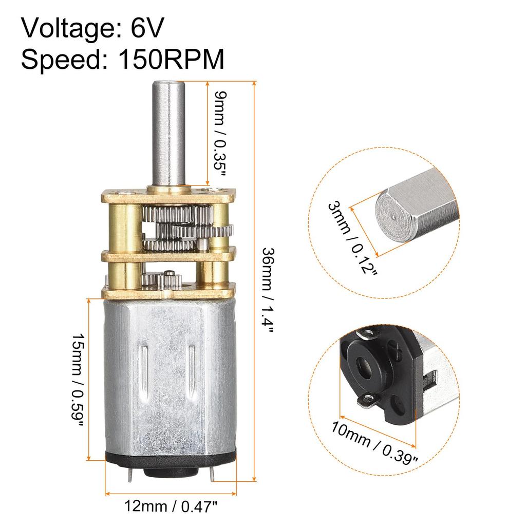 Rebower Micro Reduction Gear Motor with Full Metal Gearbox, 150RPM DC 6V for DIY RC Aircraft and Model Cars, 2 Pieces