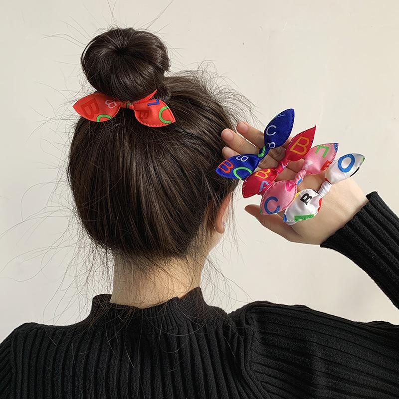 50/100Pcs Girls Elastic Hair Bands Kids Hair Accessories Children Cute Bow Hair Ties Ponytail Holder Headband Baby Rubber Band