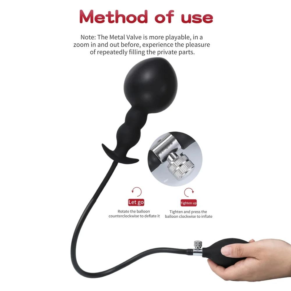 Expandable Butt Plug Silicone Inflatable Anal Beads