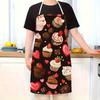 Cute Cupcake Apron, Sweet Heart and Strawberry Print Kitchen Cooking Bib, Novelty Gift for Bakers, Brown Cotton Kitchenwear