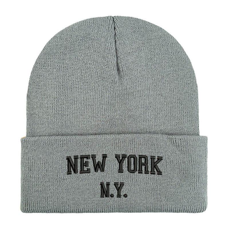 NewYork embroidered flower knit hat versatile beanie wool hat outdoor cycling pullover hat