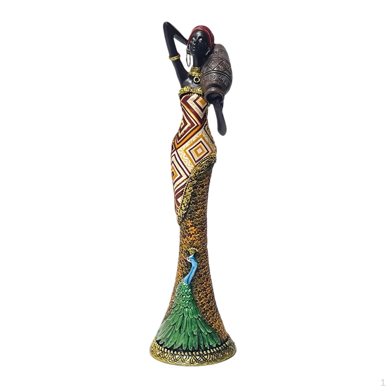 

African Figurine Handmade Modern Statues and Sculptures Unique Women Statue for Office Shelf Style C