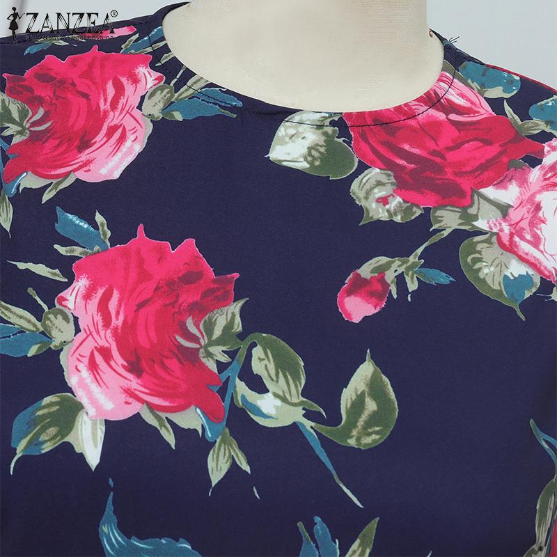 ZANZEA Women Summer Round Neck Casual Floral Print Sleeveless Dress