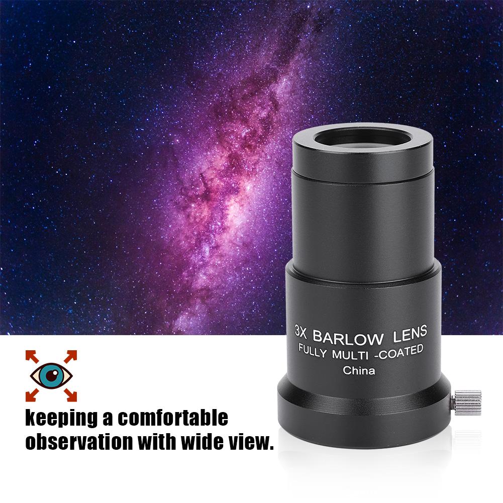 Astronomy Telescope Eyepiece 3X 1.25 Barlow Lens for Eyepiece Full coated