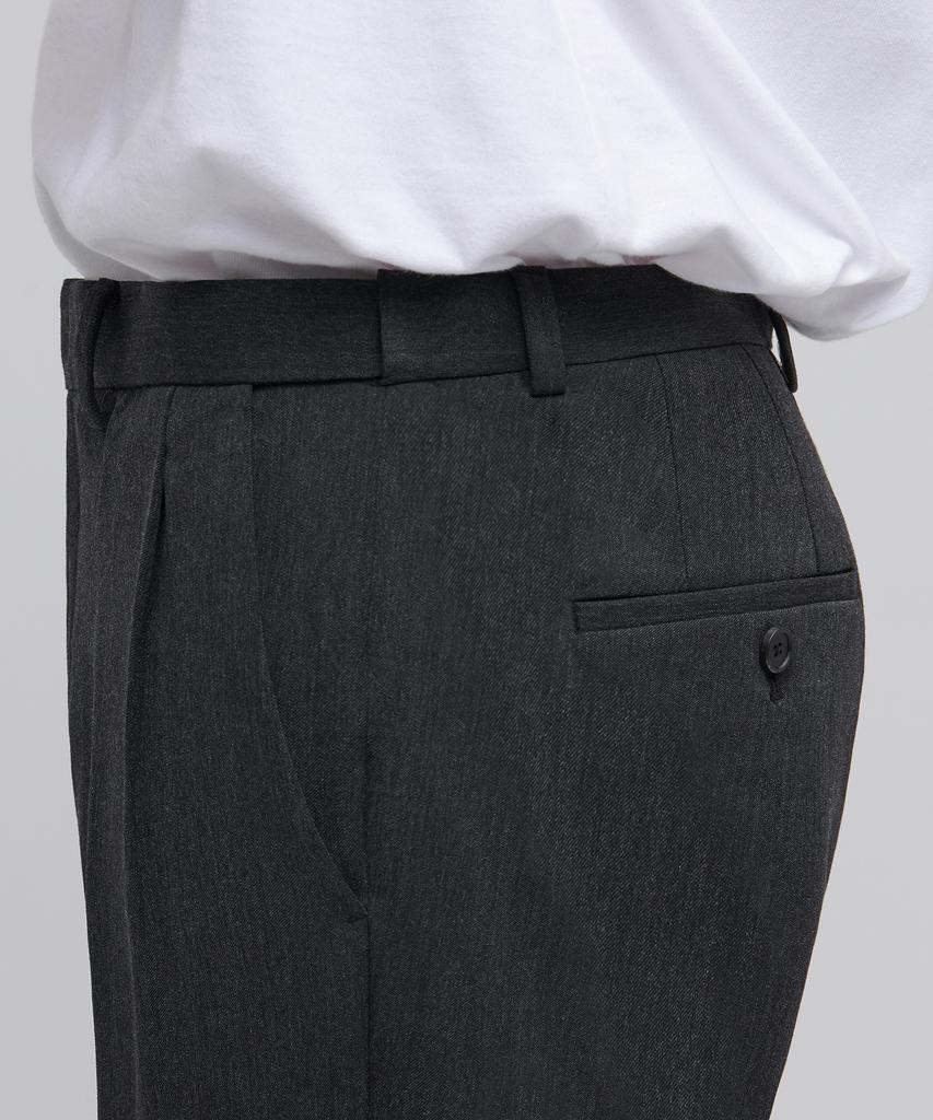Musinsa Standard Wide Hidden Banding Crop Slacks [Charcoal Gray]