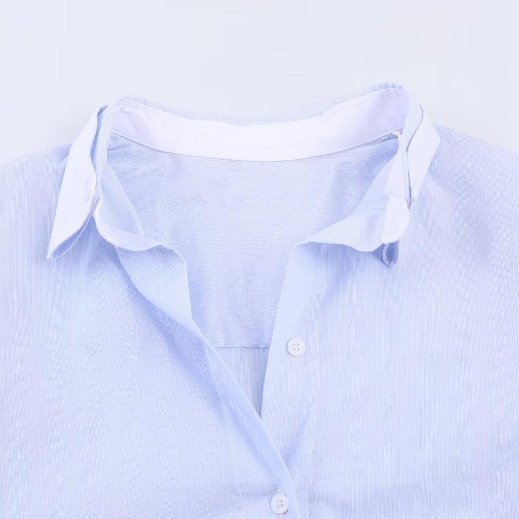 TAOP&ZA Women's 2026 Spring Striped Batwing Sleeve Loose Shirt