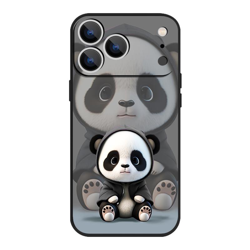 Black Coat Panda Pattern Case For iPhone 17 Pro Max Magnetic For Magsafe Silicone Cover For iPhone 16 Pro Max Funda iPhone 15 14 13 12 11 16E Air
