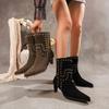 Baobeijiadao Boots for Women Pointed Toe Low Heel Booties Boots
