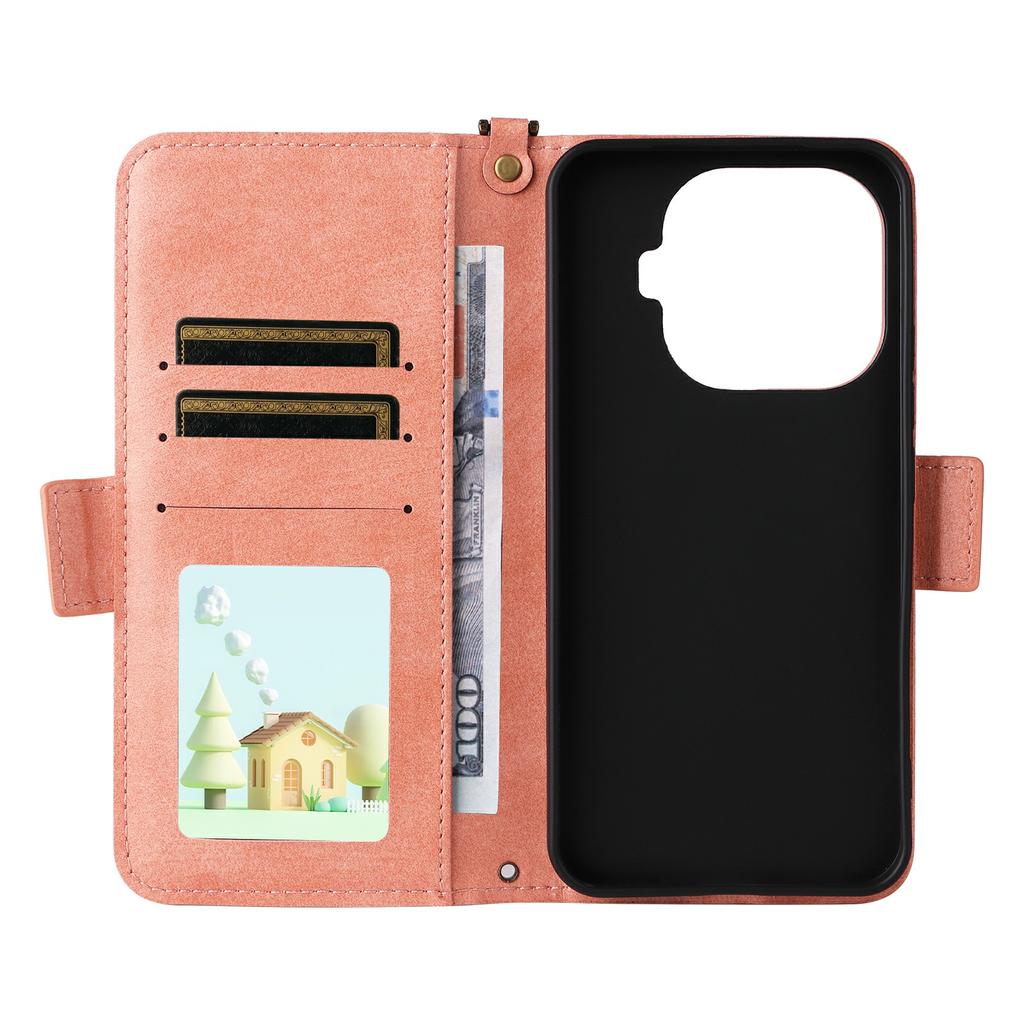 For Xiaomi 15T Pro Leather Case Magnetic Closure Wallet Stand Phone Cover with Crossbody Strap