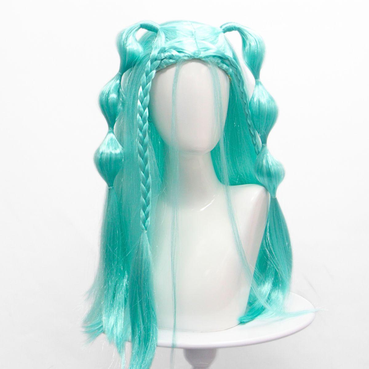 

Silver wire gourd long straight braid synthetic wig, holiday party wearing outfit