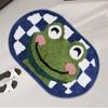 1PC Smiling Frog Flocking Bathroom Floor Mat Oval Water Absorbent Non Slip TPR Bottom Dirty Resistant Soft Bathroom Floor Mat