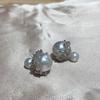 New Crown Bead Earrings with High Quality Light Luxury Earrings French Personalized Design Silver Needle Earrings