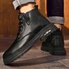 Fashion Winter Desert Boots British Style Men Casual Leather Cowboy Boots Business Dress Shoes Male Ankle Boots Lace Up High-top Shoes