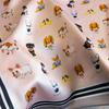 Cartoon Dog Print Women Square Scarf 70x70cm Silk Scarf Cute Shawl  Fashion Accessory